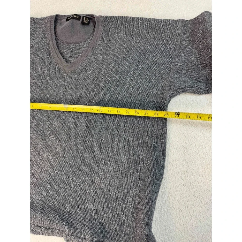 Britches Mens Wool Blend Knit V-neck Long Sleeve Pullover Gray Sweater Large‎